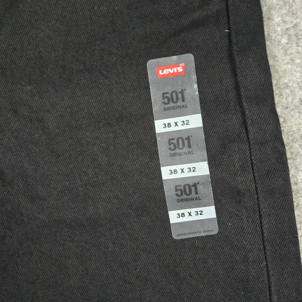 Levi's 501 Original Jeans Mens 38x32 Black Denim Straight Leg Button Fly NWT